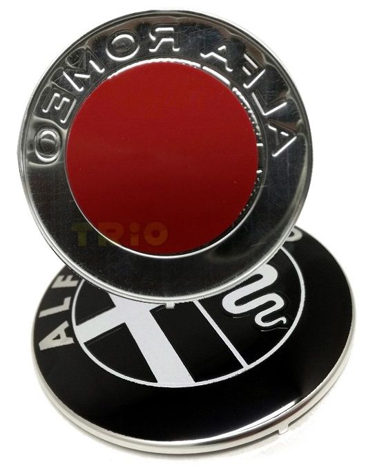 Emblemat czarny aluminiowy zamiennik oryginału do ALFA ROMEO na przód,na tył,na atrapę do Alfy Romeo 147, 147FL, 156FL, 159, 166, Mito,na karoserię aluminiowy tłoczony 74mm, zamiennik oryginału