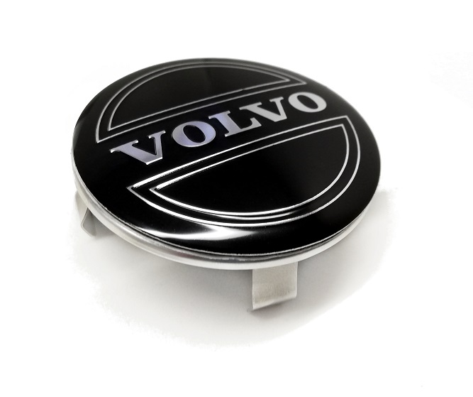 Dekielki aluminiowe Volvo czarne rozmiar 57mm, 4 sztuki