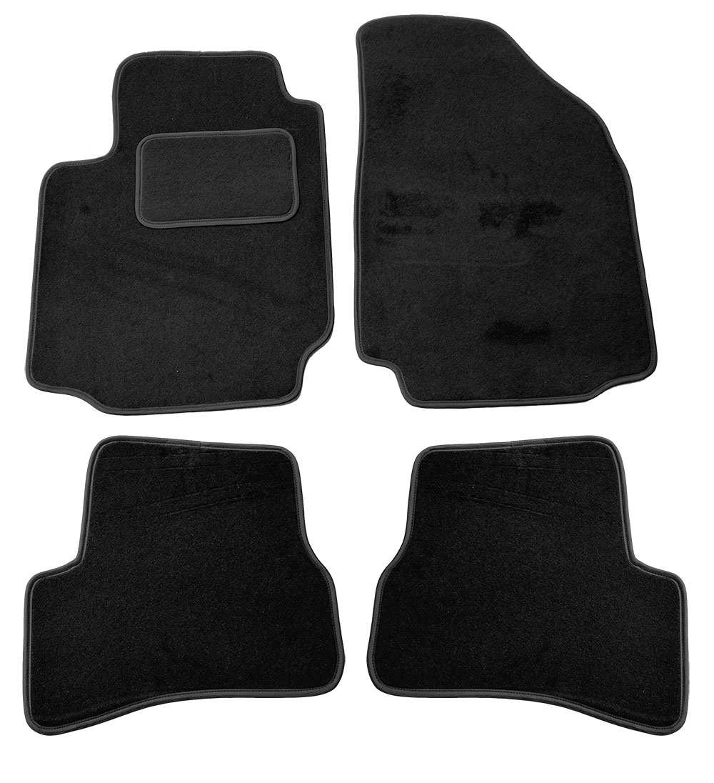 Dywaniki welurowe do samochodu Nissan Micra K12 2002r. - 2011r. czarne z lamówką dywaniki pod wymiar samochodu