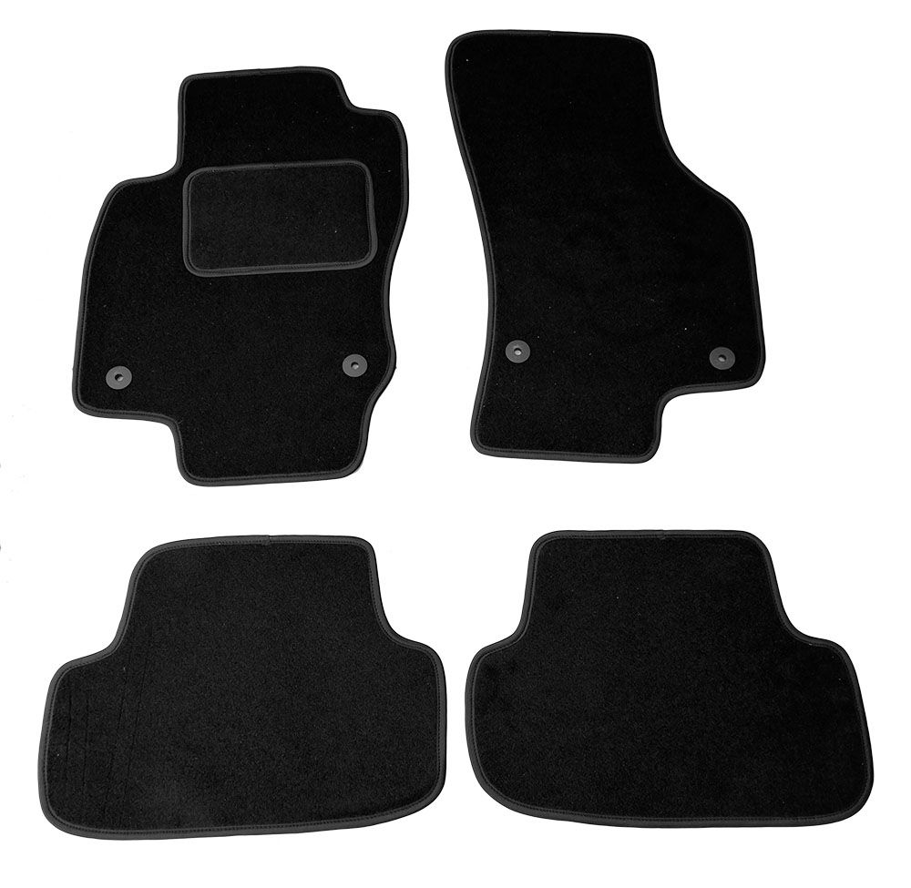 Dywaniki welurowe do samochodu Seat Leon 3 od 2013r. czarne z lamówką dywaniki pod wymiar samochodu