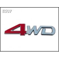 Emblemat napis zamiennik 4WD, emblemat samochodowy na karoserię  chromowany na taśmie 3M,zamiennik oryginału,  E507