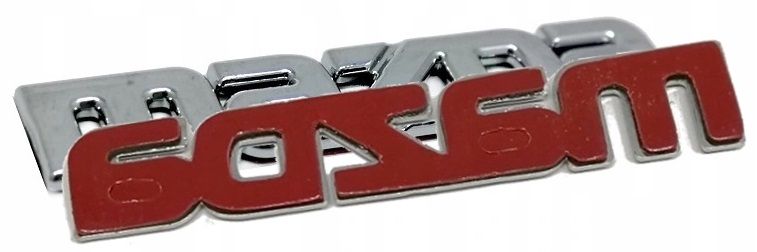 Emblemat napis mały zamiennik oryginału do Mazda chromowany z taśmą dwustronną od spodu, znaczek do Mazdy na tylną klapę bagażnika
