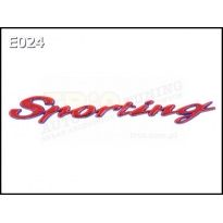 Emblemat napis zamiennik oryginału do Sporting , emblemat samochodowy czerwony, znaczek ,CC ,zamiennik oryginału logo do Fiata Cinqucento  E024