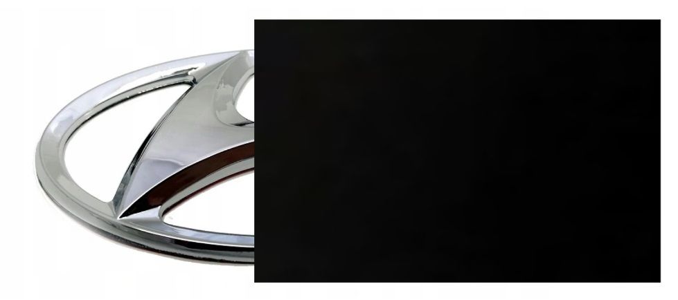 Emblemat owalny znaczek zamiennik oryginału do Hyundai na przód lub tył ,  wykonany z tworzywa sztucznego powlekany chromem  wymiar 128 x 64 mm  E676
