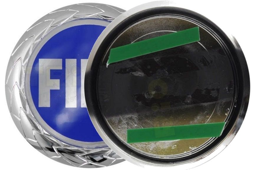 Emblemat znaczek zamiennik oryginału do Fiat , emblematy  samochodowe na karoserię ,  znaczki do samochodu, do Fiata niebieskie  zamiennik E076
