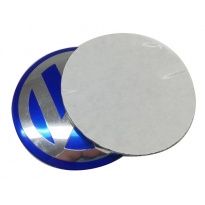 Emblematy naklejki samochodowe aluminiowy zamiennik oryginału do VW Volkswagen niebieskie 60mm, wykonane z aluminium z taśmą dwustronną na kołpaki dekielki