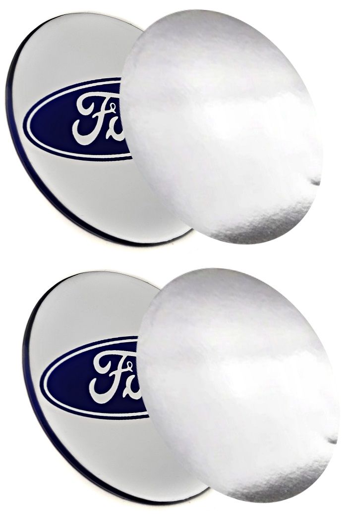 Emblematy samochodowe na kołpaki emblematy silikonowe zamienniki oryginałów do Ford 60mm  6cm srebrno niebieskie naklejki na kołpaki lub dekielki 4 sztuki zamiennik