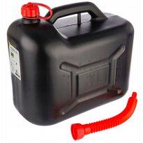 Kanister plastikowy czarny 20L na paliwo benzyne olej + lejek atest
