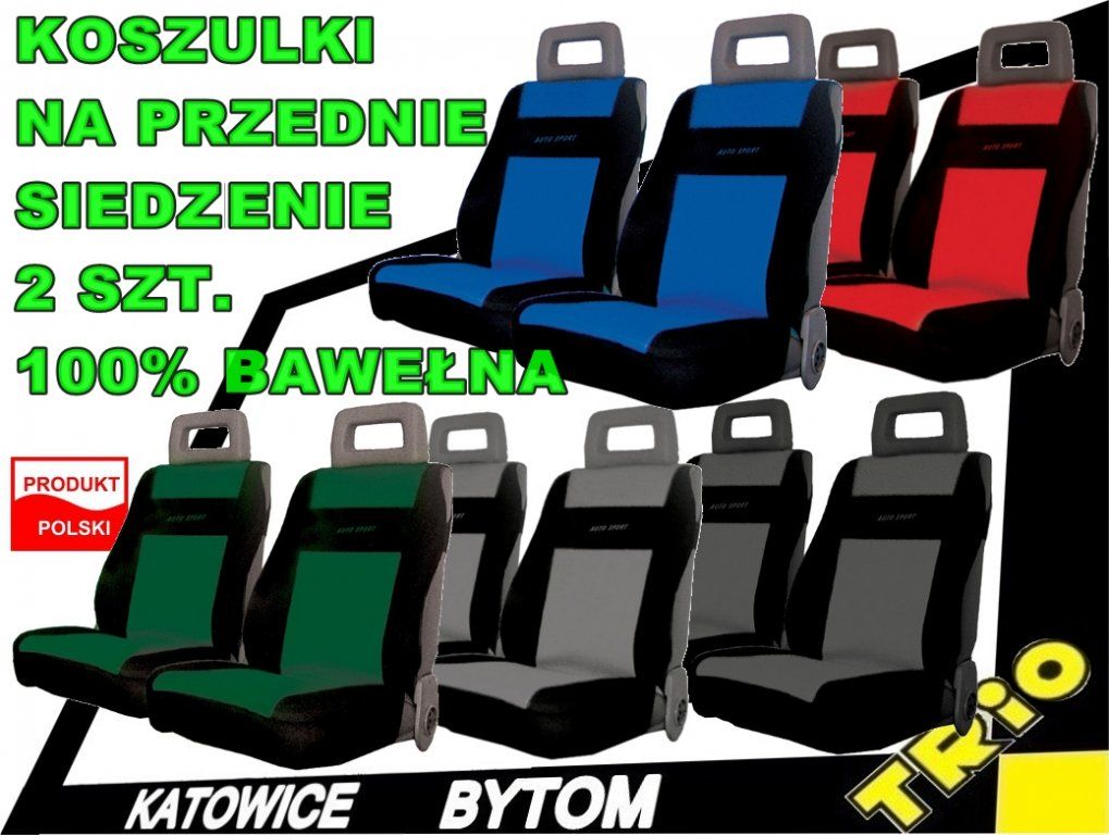 Pokrowce, Koszulki samochodowe na przednie fotele - Auto Sport  - Pokrowiec ( 7-kolorów ) bawełniane