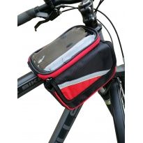 Torba rowerowa B295RED sakwa podwójna czerwona z miejscem na smartfon firmy INBIKE